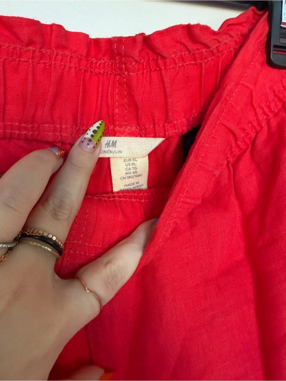 H&M Vibrant Red Elastic-Waist Wide Leg Pants